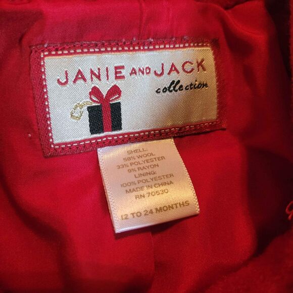 Girl's Size 12-24 Months Janie And Jack Collection Red Peacoat - Picture 4 of 4